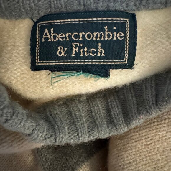 Vintage Womens Abercrombie & Fitch 100% Wool Yellow Varsity Preppy Sweater Sz M - Picture 8 of 8